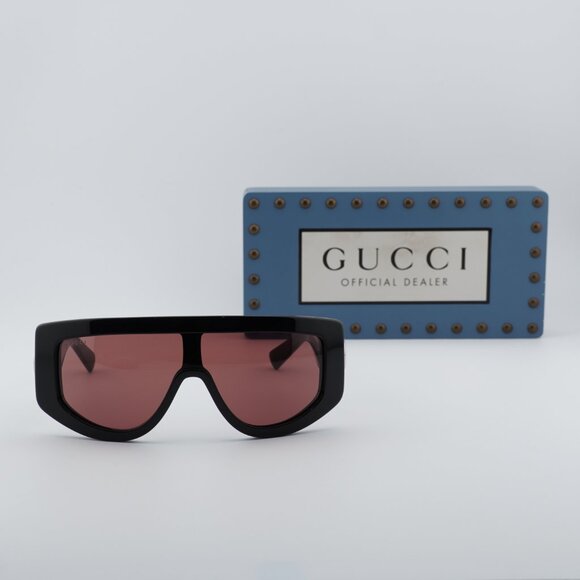 Gucci GG1950S 002 Shield Sunglasses - Shiny Black/Light Red main image 9